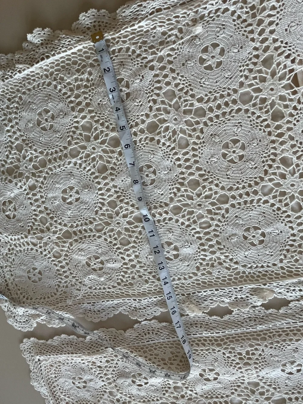 Boho vintage antique off white crochet pillow case shams